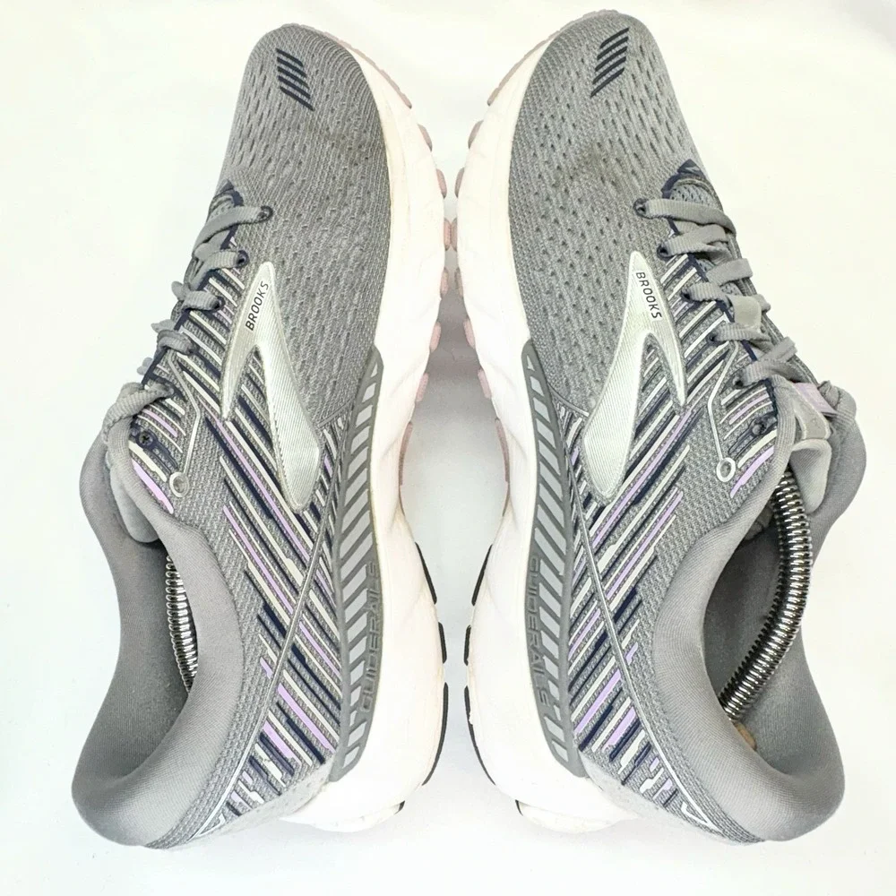 Brooks Adrenaline GTS 19 Shoes Womens 9.5 B Gray Purple‎ Running Sneaker Support